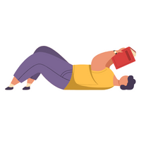 graphic of person laying down reading a book